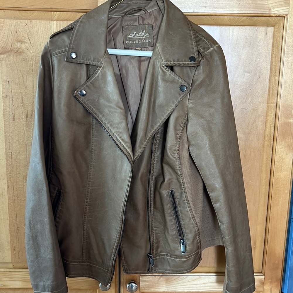 Tan faux leather jacket